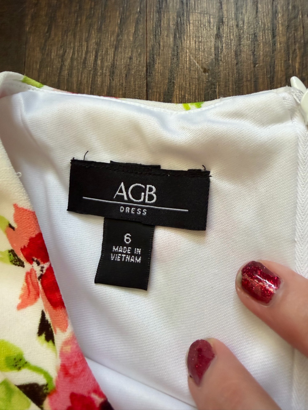 AGB White Floral Sheath Dress with Pink & Coral Blooms - Picture 7 of 7